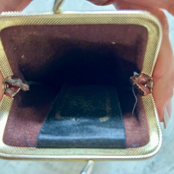 Vintage fabric cigarette pouch long wallet 70s 80s clasp closure pink retro - Picture 3 of 10